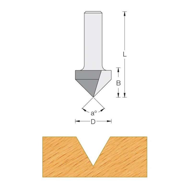 Frese per intagli a V Ø 12.7 - Coda 8 mm