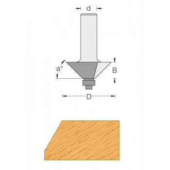 25° Chamfer router bit - Shank 8 mm