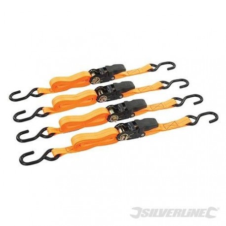 Correa de amarre de 750 kg polea con un trinquete, de goma de 4 m (pack de 4)