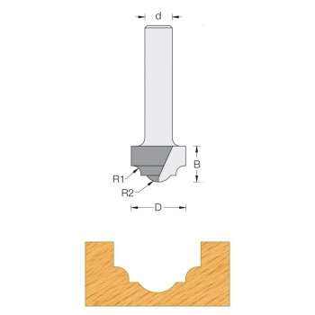 Decorative ogee router bit Ø 19 - Shank 6 mm