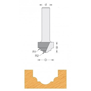 759.064.11 FRAISE POUR MOULURES DÉCORATIVES AVEC ROULEMENT HW S=6 D=38,1  R=6,4