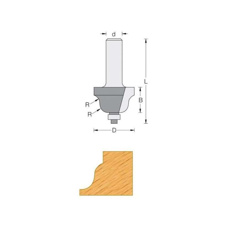 Fresa para perfilar Ø 28.7 mm - Cola 8 mm