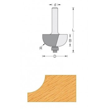 Cove router bit radius 6.35 mm - Shank 8 mm