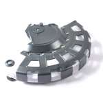 Blade guard and lever for radial mitre saw