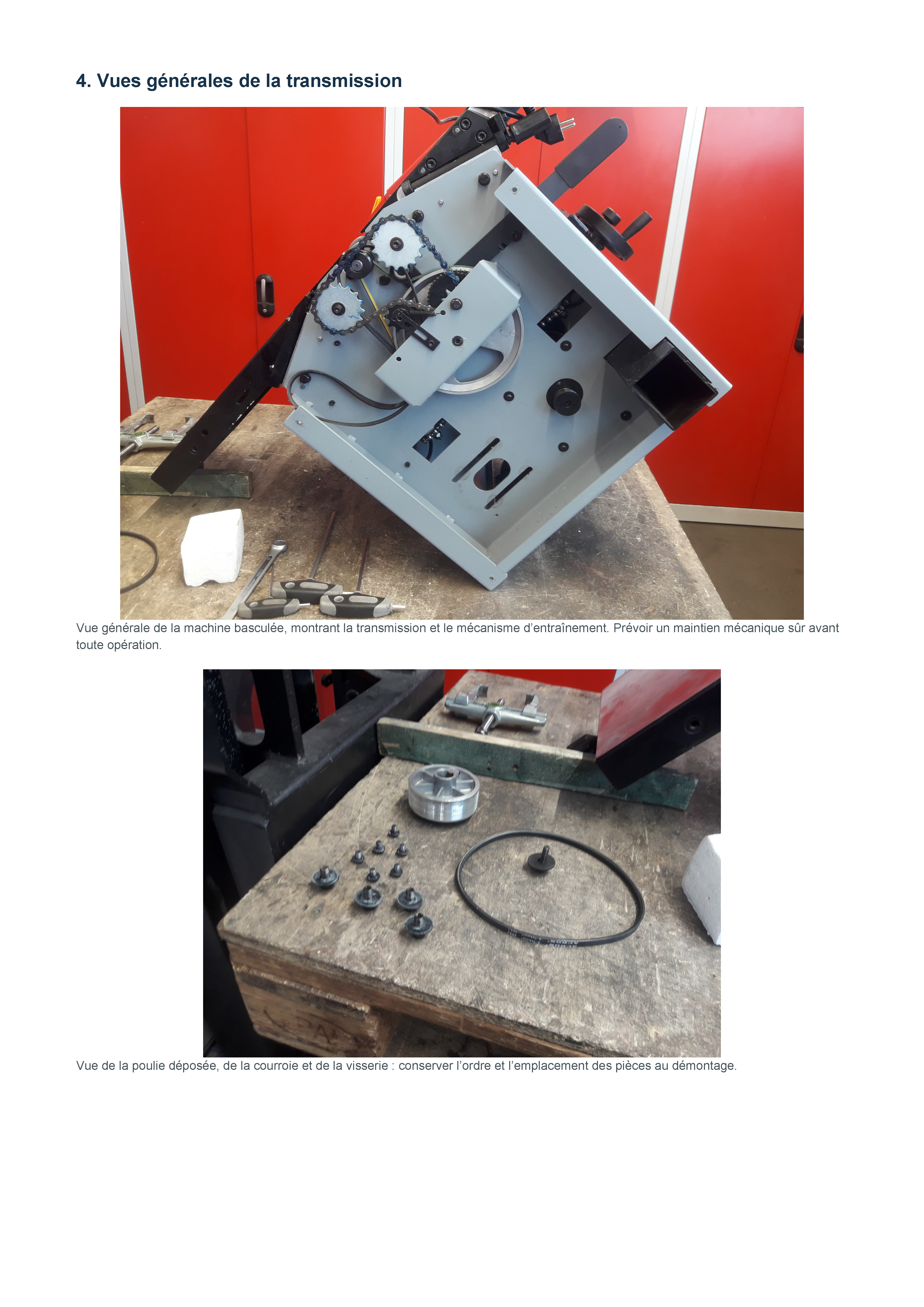 Transmission et démontage poulie Holzmann HOB260ABS